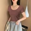 Camiseta de Cuello Redondo Base Negra para Mujer Traje de Punto Primavera Otoño e Invierno Interior Ajustado Estilo Occidental Camiseta de Manga Larga Top de Punto