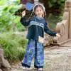Meninos e Meninas Bebê Hanfu Outono Étnico Fantasia de Dança Roupa de Irmão e Irmã Conjunto de Roupa de Performance Estilo Chinês para Jardim de Infância Tendência