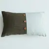 Almofada de Lançar Patchwork Listrado Botão Estilo Floresta Algodão Linho Nórdico Almofada Lombar de Escritório Fronha Atacado