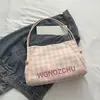 Bolso de Hombro a Cuadros Casual Nuevo de Verano 2025 para Estudiantes Universitarias, Bolso Portátil de Gran Capacidad para Debajo del Brazo para Clase
