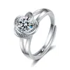 0,05kg Anel de Zircônia Carat Quadrado para Mulheres Anel Redondo Coberto com Diamante Anel Aberto de Seis Garras Casual para Mulheres Fabricante Atacado