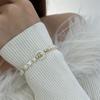 Pulseira de pérolas de água doce estilo francês feminina concha crescente design pulseira ins moda suave luz luxo pulseira de alta qualidade