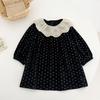Estilo Coreano Mori Girl Vestido Floral de Manga Larga Dulce Bebé Estilo Japonés Encaje Encaje Cuello con Volantes Falda Infantil Falda de Princesa