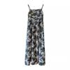 Alças de Ombro Artesanais Originais Ajustáveis Floral a Tinta Top Tubinho Saia Vestido de Verão Feminino Design Elegante Vestido de Alça