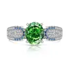 Xiaohongshu Douyin Más Vendido Anillo de Huevo de Paloma con Corte de Flor de Hielo de Piedra Preciosa de Color Incrustado con Anillo de Diamante de Alto Carbono Brillante Transmisión en Vivo