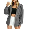 Jaqueta Casual com Capuz e Zíper de Cor Sólida de Comprimento Médio com Cordão na Cintura para Mulheres - Lançamento Outono/Inverno 2026 Europeu e Americano Amazon