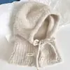 Nuevo Sombrero Cálido de Otoño e Invierno y Bufanda Integrados Sombrero de Lana para Mujer Estilo Coreano Color Sólido Pasamontañas Pequeño que Muestra la Cara
