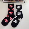 Calcetines de dibujos animados estilo japonés de caña media, lindos, engrosados, de terciopelo de visón, calcetines cálidos para casa y dormir, calcetines para el suelo, calcetines de terciopelo de coral para mujer