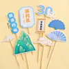 Mesa de Sobremesa de Aniversário de Bebê Vermelha Novo Estilo Chinês Cartão Decorativo para Bolo de Aniversário de 100 Dias Roupa de Festa de Lua Cheia