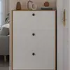 Zapatero ultra-delgado de madera maciza con puerta abatible 15cm, gran capacidad, económico, ahorrador de espacio, mueble de entrada minimalista nórdico para uso doméstico