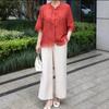 Roupas de verão para mulheres de meia-idade e idosas novo top estilo chinês 2024 nova mãe manga curta camisa pequena camisa roupas de avó