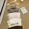 Top tubular sexy de malla con estampado de letras y retazos para mujer, estilo de verano con copas en el pecho y tirantes invisibles, top reductor para chica hot