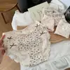 Ropa interior de algodón puro para niñas, Ropa interior de encaje de algodón puro para mujer, Dulce lazo, Algodón completo, Entrepierna extendida, Bragas de cintura media para damas