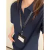 Camisa polo blanca de manga corta con hombro normal para hombre y mujer, verano, tacto de alta gama, holgada, camiseta con solapa, color liso, estilo básico, mitad de pareja