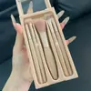 Set Completo Portátil de Brochas de Maquillaje, Lujo Accesible Brocha para Sombras de Ojos Incrustada con Diamantes, Brocha para Polvo de Contorno, Set de Herramientas de Belleza para Principiantes de 5 Piezas