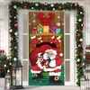Cubierta de Puerta de Tela Elástica Cubierta de Puerta de Navidad Alegre Transfronteriza Tapiz Fondo de Tela de Regalo de Papá Noel para Fiesta Festiva