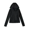 Sudadera con capucha ajustada protectora del sol, top de yoga, chaqueta tipo cárdigan + Pantalones rectos de cintura alta con cordón, conjunto deportivo