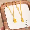 Joyería de oro Puzuo con oro brillante de 24 quilates, rico collar de oro pequeño, temperamento versátil, lingote de oro AB sólido, cadena para la clavícula para mujer