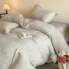 Conjunto de Roupa de Cama Jacquard de Chenille Leite Fleece de Alta Qualidade com Quatro Peças para Outono e Inverno, Lençol de Cama Espesso Quente, Capa de Edredom, Roupa de Cama para Quarto Principal 4