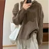 Suéter de estilo preguiçoso estilo coreano com capuz para mulheres 2023 outono e inverno novo pulôver de malha solto casual para todas as combinações para mulheres
