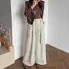 Novidade para o Outono 26: Estilo Relaxado Old Money, Calças Elegantes de Cintura Marcada de Alta Qualidade, Calças Casuais, Calças Sofisticadas Minimalistas de Pernas Largas