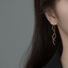 Ailoqi Plata S925 Simple Línea de Onda de Verano Aretes de Cadena Larga Elegantes Estilo Japonés y Coreano G5791