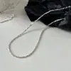 Popular Cadena de Plata Lisa Lanlan para Mujer, Cadena para Clavícula Estilo Minimalista de Nicho de Verano, Cadena de Plata Versátil