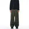 Calça Cargo Casual de Comprimento Total, Estilo Primavera e Outono Transfronteiriço, Lavada à Pedra Vintage, Vela de Pérola, Modelo Martin Solto, Perna Larga, Múltiplos Bolsos