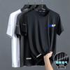 Camiseta de seda de hielo para hombre, cuello redondo, secado rápido, manga corta, verano, fina, transpirable, manga media, talla grande, deportiva, holgada, moderna.