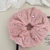 Novo elástico de cabelo de algodão com renda e strass, tipo "intestino de criança", com bola e corda de cabelo