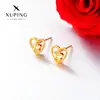 Aretes Xuping de Aleación de Cobre Chapados en Color 24K, Diseño de Flor y Corazón, Modernos, Compactos, de Lujo Ligero, Color Dorado Imitación, Hechos a Medida