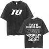 Camiseta de Merchandising de la Gira del Álbum Greedy de Tate Mcrae Unisex Moda Retro Lavada Manga Corta Camiseta Oversize