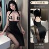 Lencería sexy divertida vertical cheongsam sexy para mujer vestido largo con abertura lateral uniforme caliente juego de roles seductor pasión 6336