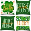 Fundas para Almohadas Amazon Home St. Fundas de Cojín del Día de San Patricio Trébol de Cuatro Hojas Cuadros Fundas para Cojines de Sofá