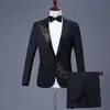 Novo Traje de Lantejoulas Palco Slim-fit Terno Apresentador Cantor Coro Traje Reunião Anual Vestido