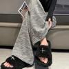 Pantalones Anchos Estilo Francés Inspirados en Chanel para Mujer, Nuevo Diseño de Cintura Alta para Primavera y Otoño 2025, Pantalones Casuales Sueltos Perezosos Largos hasta el Suelo