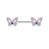 Amazon Transfronterizo Nuevo Modelo Mariposa con Incrustaciones de Circonita en Cobre Anillo para Pezón Stud para Pezón Acero Inoxidable Joyería para Piercing Anillo para Pezón