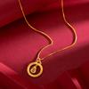 Colgante de seguridad de la suerte retro chapado en oro para mujer, con hebilla de seguridad de oro antiguo de Vietnam, collar de clavícula de la suerte con forma de calabaza