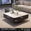 Mesa de centro italiana de lujo, ligera y de alta calidad, con placa de roca cuadrada, para apartamento pequeño, moderna y sencilla, para sala de estar, hogar, mesa de té negra combinada