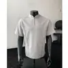 Camisa Polo Patchwork Desconstruída com Meio Zíper Manga Curta Masculina Verão Cleanfit Gola Americana Alta Manga Curta Top 26 Novo Estilo