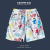 Bermudas de Playa Hawaianas para Hombre Verano Orilla del Mar Pantalones Cortos con Flores Vacaciones en la Playa Combinación Versátil Moda para Parejas Pantalones Cortos de Secado Rápido