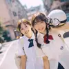 Pajarita Cruzada de Color Puro JK Estudiante Femenina Uniforme Escolar Estilo Preppy Cuello Borgoña Camisa de Flores Uniforme de Licenciatura Lazo
