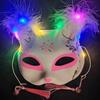 Máscara de Gato Raposa Máscara de Raposa Luminosa e Estilo Japonês TikTok Mesmo Estilo Pintado à Mão Máscara de Bola de Halloween Feminino cos