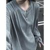 Sudadera Texturizada de Otoño con Cuello en V Unisex de Moda Talla Grande Manga Larga