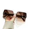 Gafas de sol degradado bicolor sin montura nuevas 2025 gafas de sol para conducir para mujer tendencia de moda gafas de sol de moda para redes sociales