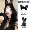 Diadema con orejas de gato de encaje negro, diadema sexy con orejas de conejo, decoración navideña, accesorios para el cabello de Halloween, nuevo