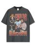 Camiseta Retrô Estampada Chris Brown Transfronteiriça Streetwear Americano Vintage Lavada Pesada Casual Manga Curta Ins