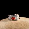 Producto Humano Plata Plata S925 Joyería Ágata Roja del Sur Anillo de Pluma Plata Tailandesa Joyería Antigua Hecha a Mano Anillo Abierto para Mujer