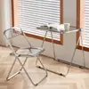Mesa dobrável transparente acrílica vintage, estilo moderno e na moda, conjunto de mesa e cadeira portátil para varanda de casa, mesa de centro nórdica