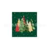 Juego de vajilla navideña con tema de árbol de Navidad verde y dorado, platos de papel, vasos de papel, mantel, banderines, artículos para fiestas navideñas
